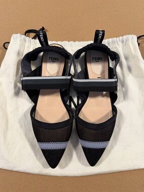 🖤Fendi Technical Mesh Colibrì Slingback Ballerina Flats